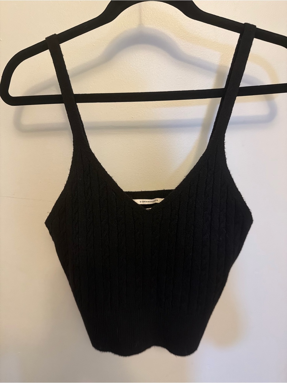 Anthropologie Black Cable-Knit V-Neck Camisole